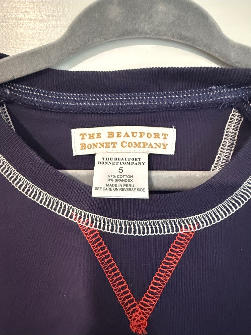 The Beaufort Bonnet Company Santa Navy Sweatshirt with White and Red Stitching